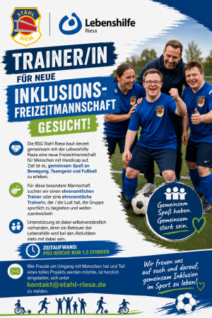 Trainer/in für neue Inklusions-Freizeitmannschaft gesucht! 
